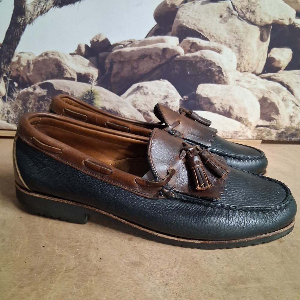 Allen Edmonds Mens 9.5 3E Tassel Kiltie Loafers Black Brown Leather Loafers